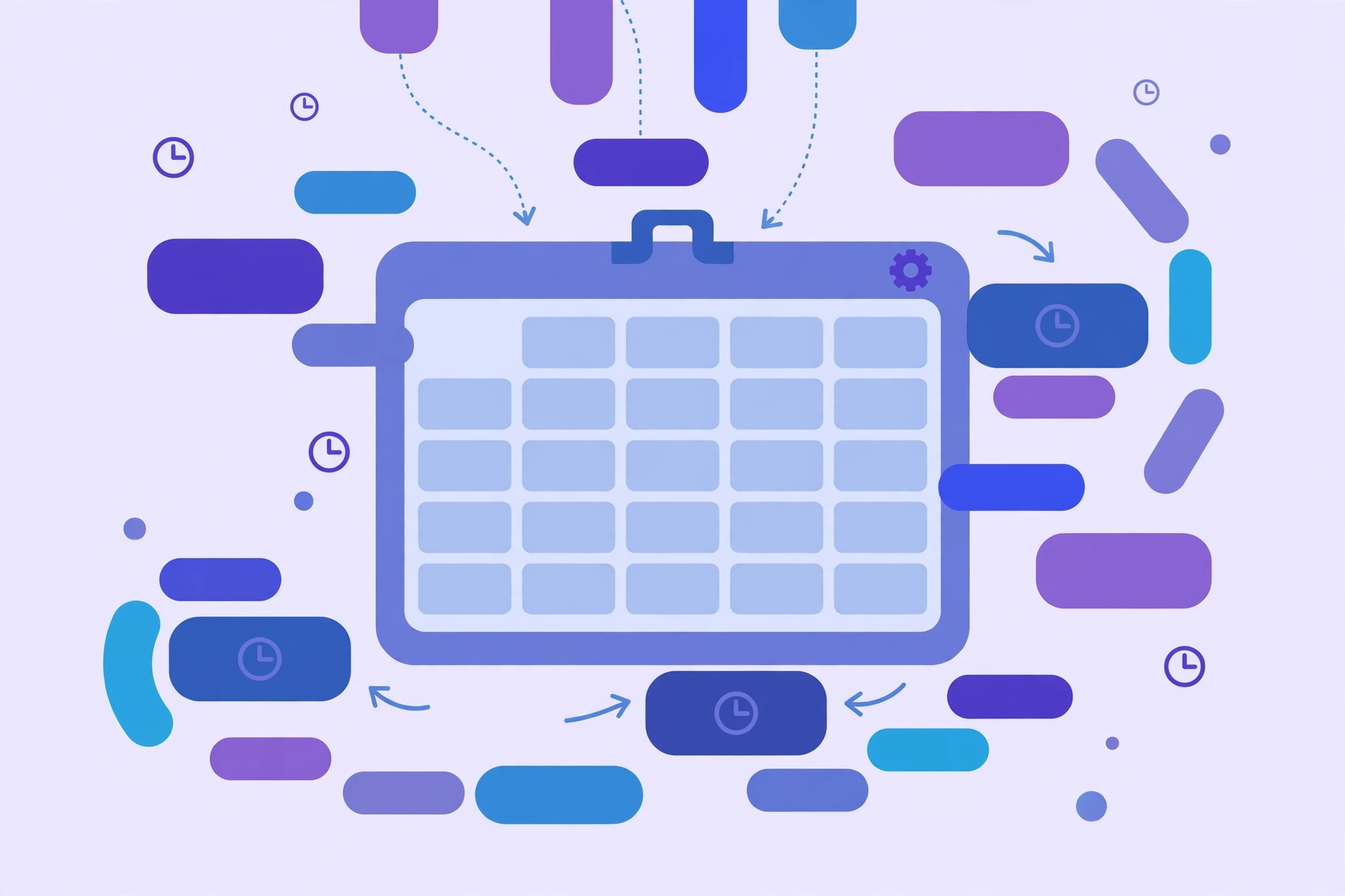 Illustration of a smart calendar auto-arranging time blocks